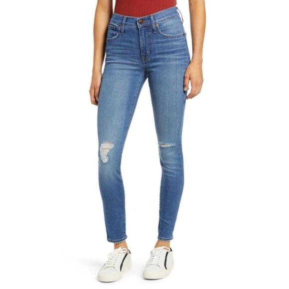 Madewell High Waist Ankle Skinny Jeans In Bellachase Blue Size 26 - Picture 1 of 8